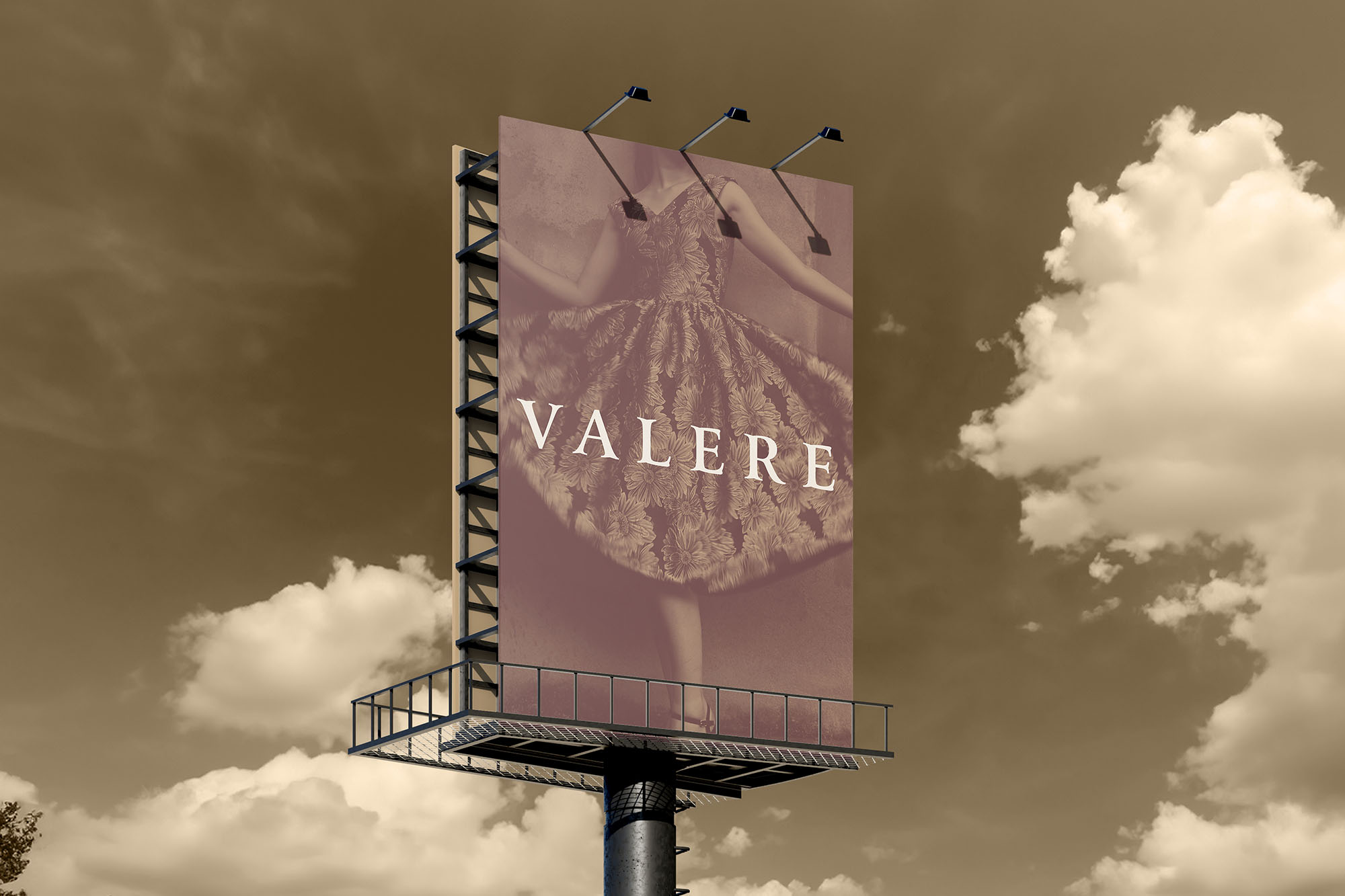 Billboard designed by Wotbbi for Valere, a luxury womenswear brand, as part of its visual identity.