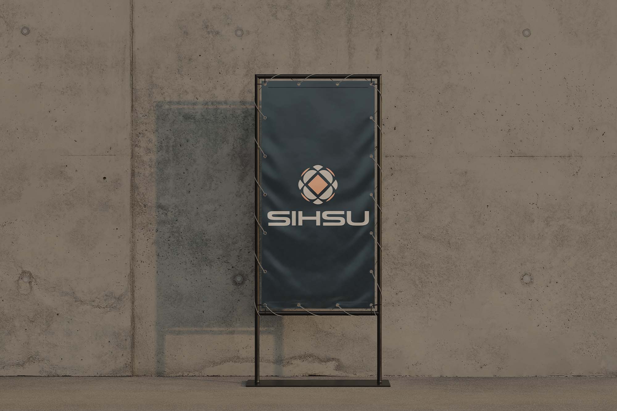 Logo on banner designed by Wotbbi for SihSu, a womenswear fashion brand, as part of its branding showcase.
