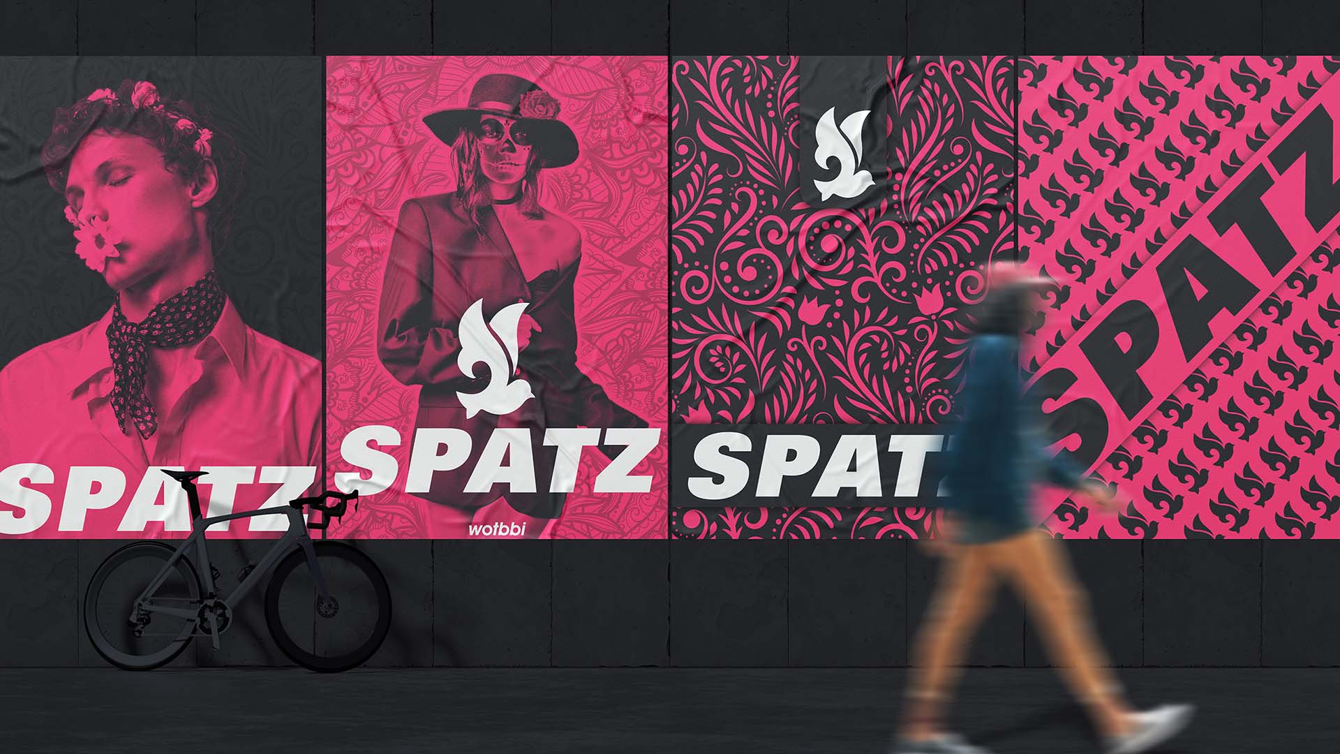 Posters designed by Wotbbi for Spatz, a streetwear brand, as part of its branding.