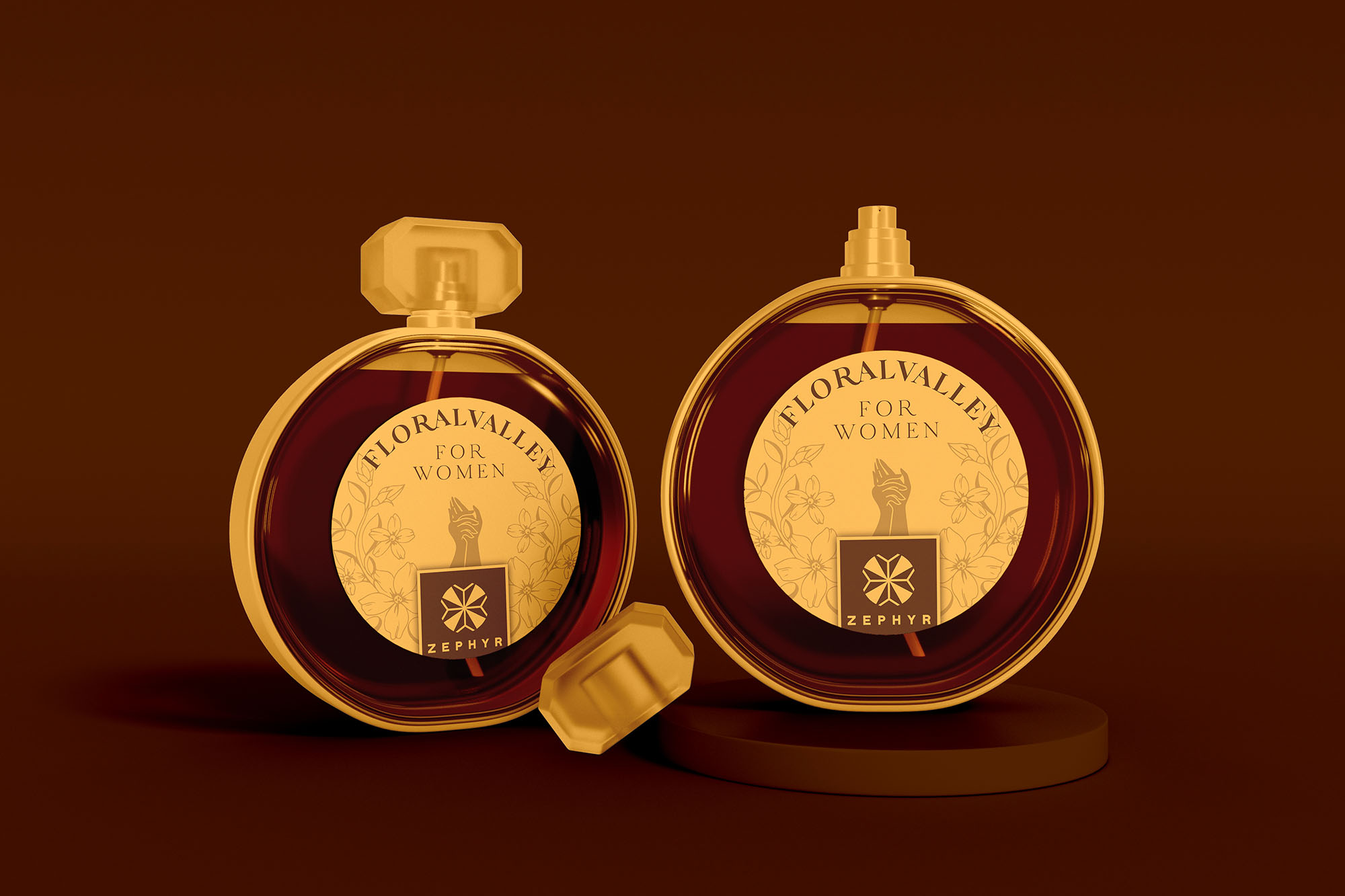 Perfume bottles designed by Wotbbi for Zephyr, a luxury fragrance brand, as part of its branding showcase.